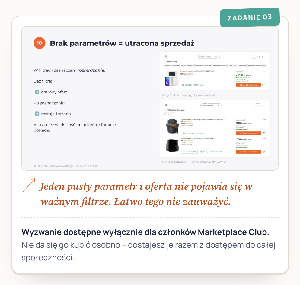 Przykładowe zadanie z wyzwania dla sprzedawców Allegro